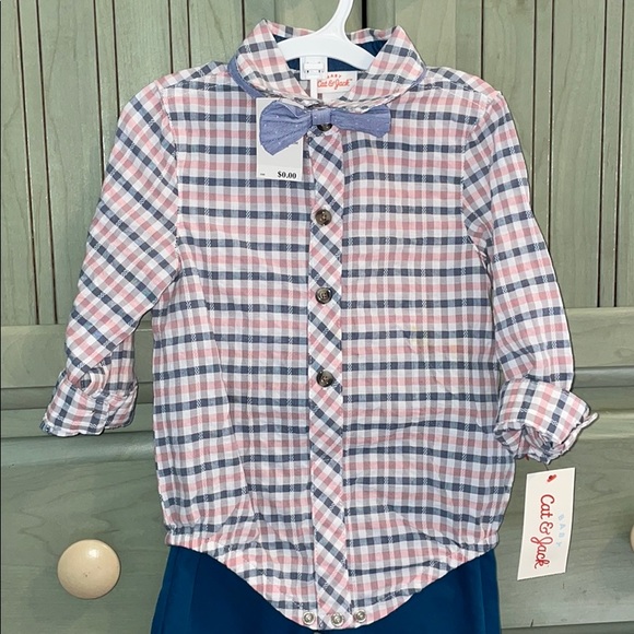 Cat & Jack Other - Cat & Jack 12 Month Plaid Bow Tie Easter Outfit